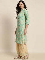 Thumbnail for Jompers Women's Gotta Patti work Kurta, Palazzos & Dupatta - Sky Blue - Distacart