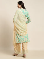Thumbnail for Jompers Women's Gotta Patti work Kurta, Palazzos & Dupatta - Sky Blue - Distacart