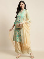 Thumbnail for Jompers Women's Gotta Patti work Kurta, Palazzos & Dupatta - Sky Blue - Distacart