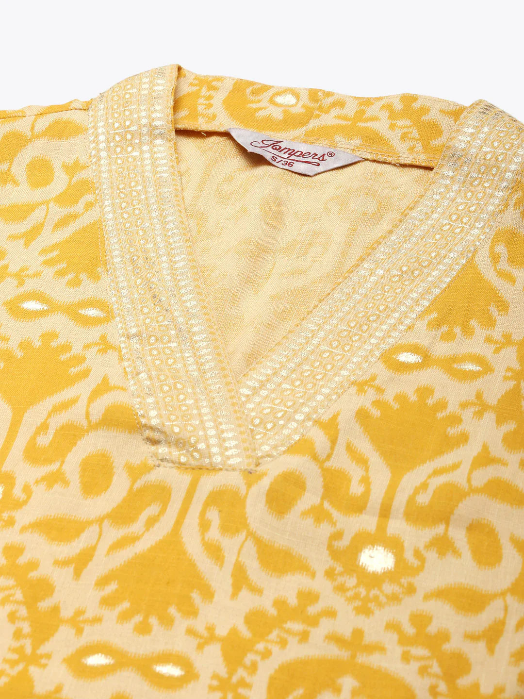 Jompers Women's Printed Kurta with Palazzos & Dupatta - Yellow - Distacart