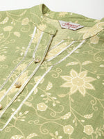 Thumbnail for Jompers Women's Gotta Patti Kurta with Palazzos & Dupatta - Green - Distacart