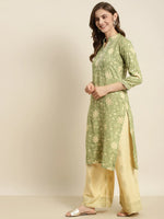 Thumbnail for Jompers Women's Gotta Patti Kurta with Palazzos & Dupatta - Green - Distacart