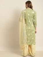 Thumbnail for Jompers Women's Gotta Patti Kurta with Palazzos & Dupatta - Green - Distacart