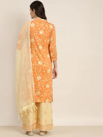 Thumbnail for Jompers Women's Gotta Patti Kurta with Palazzos & Dupatta - Orange - Distacart