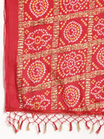 Thumbnail for Jompers Women's Embroidered Sequinned Kurta with Palazzos & Dupatta - Red - Distacart
