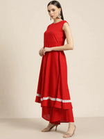 Thumbnail for Jompers Women's Kurta with Palazzos & print Dupatta - Red - Distacart