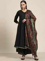 Thumbnail for Jompers Women's Kurta with Palazzos & print Dupatta - Black - Distacart