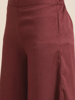 Thumbnail for Jompers Women's Maroon Floral Embroidered Mukaish Kurta with Palazzos & Dupatta - Distacart