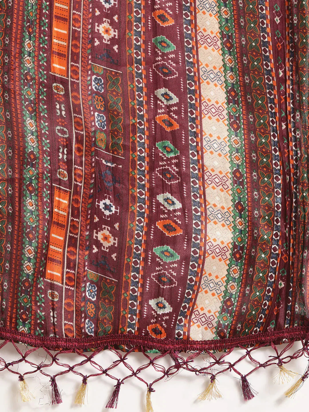 Jompers Women's Maroon Floral Embroidered Mukaish Kurta with Palazzos & Dupatta - Distacart