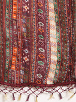 Thumbnail for Jompers Women's Maroon Floral Embroidered Mukaish Kurta with Palazzos & Dupatta - Distacart