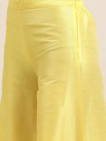 Thumbnail for Jompers Women's Floral Pleated Dupion Silk Jacquard Kurta with Palazzos & Dupatta - Yellow - Distacart