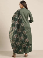 Thumbnail for Jompers Women's Maroon Floral Embroidered Mukaish Kurta with Palazzos & Dupatta - Distacart