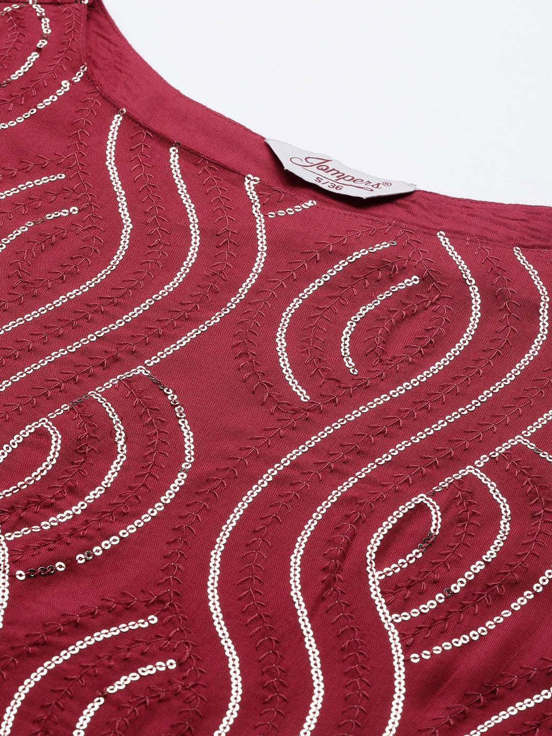 Jompers Women's Maroon Leheriya Sequinned Kurta with Palazzos & With Dupatta - Distacart