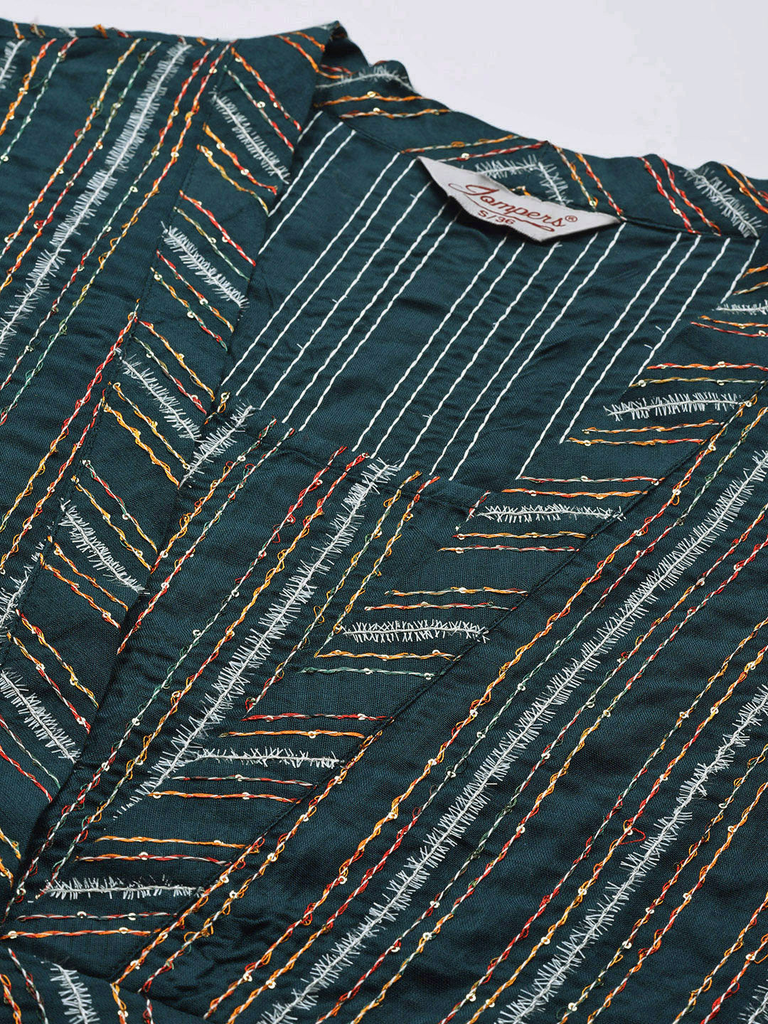 Jompers Women's Teal Sequinned Kurta with Palazzos & With Dupatta - Distacart