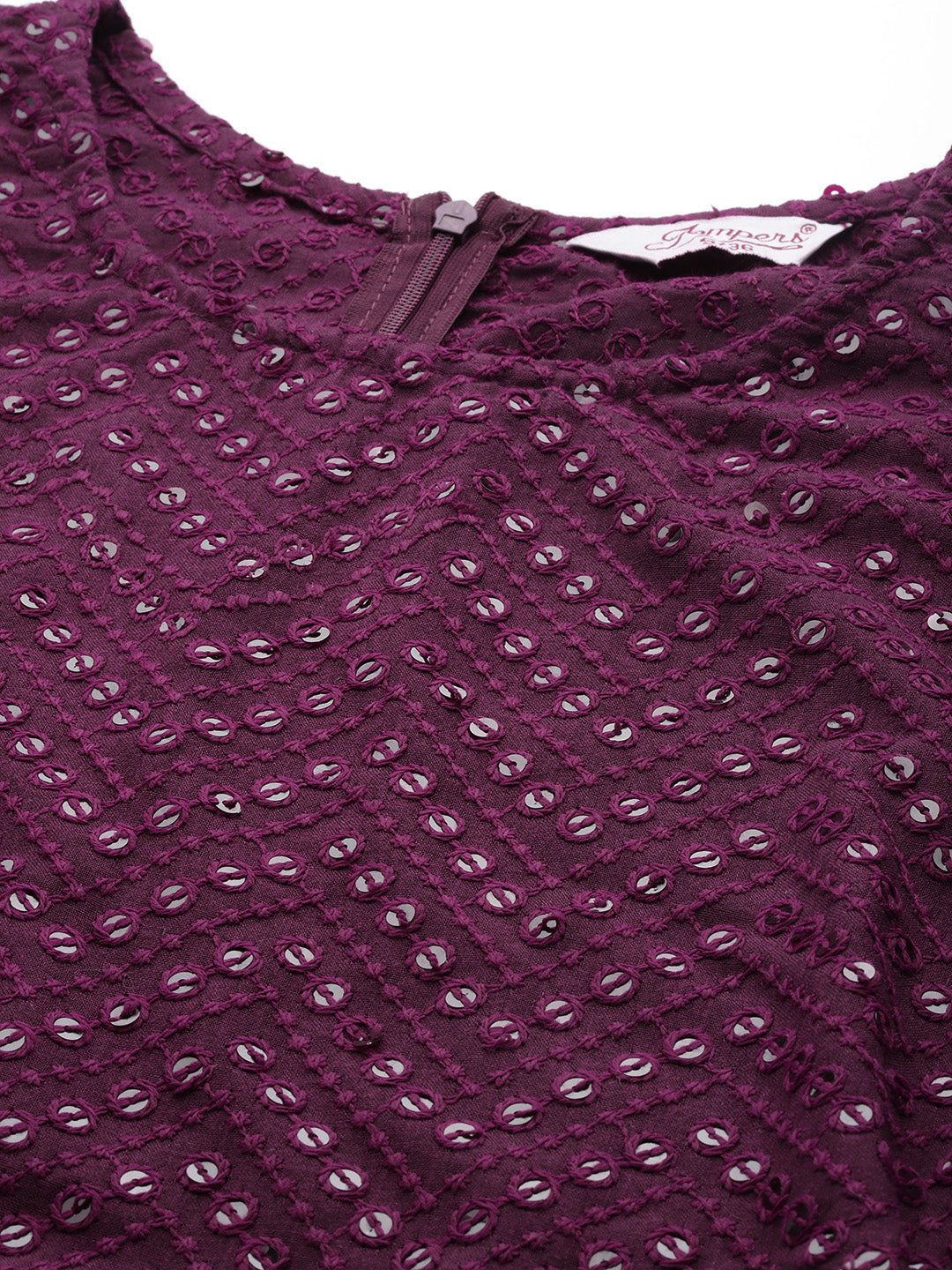 Jompers Women's Embroidered Sequinned Kurta & Palazzos With Dupatta - Purple - Distacart