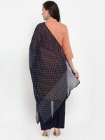 Thumbnail for Jompers Women's Mustard Peach & Navy Blue Embroidered Kurta with Palazzos & Dupatta - Distacart