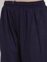 Thumbnail for Jompers Women's Mustard Peach & Navy Blue Embroidered Kurta with Palazzos & Dupatta - Distacart