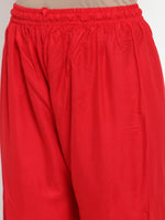 Thumbnail for Jompers Women's Mustard Yellow & Red Embroidered Kurta with Palazzos & Dupatta - Distacart