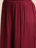 Thumbnail for Jompers Women's Maroon Embroidered Kurta with Sharara - Distacart