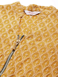 Thumbnail for Jompers Women's Mustard Embroidered Kurta with Sharara - Mustard - Distacart