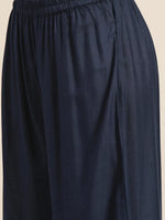 Thumbnail for Jompers Women's Navy Embroidered Kurta with Sharara - Navy Blue - Distacart