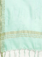Thumbnail for Jompers Women's Turquoise Blue Woven Design Gotta Patti Kurta with Sharara & Dupatta - Distacart