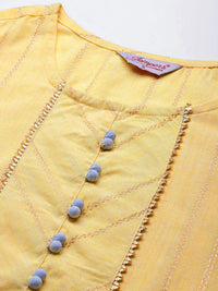 Thumbnail for Jompers Women's Yellow Woven Design Gotta Patti Kurta with Sharara & Dupatta - Distacart