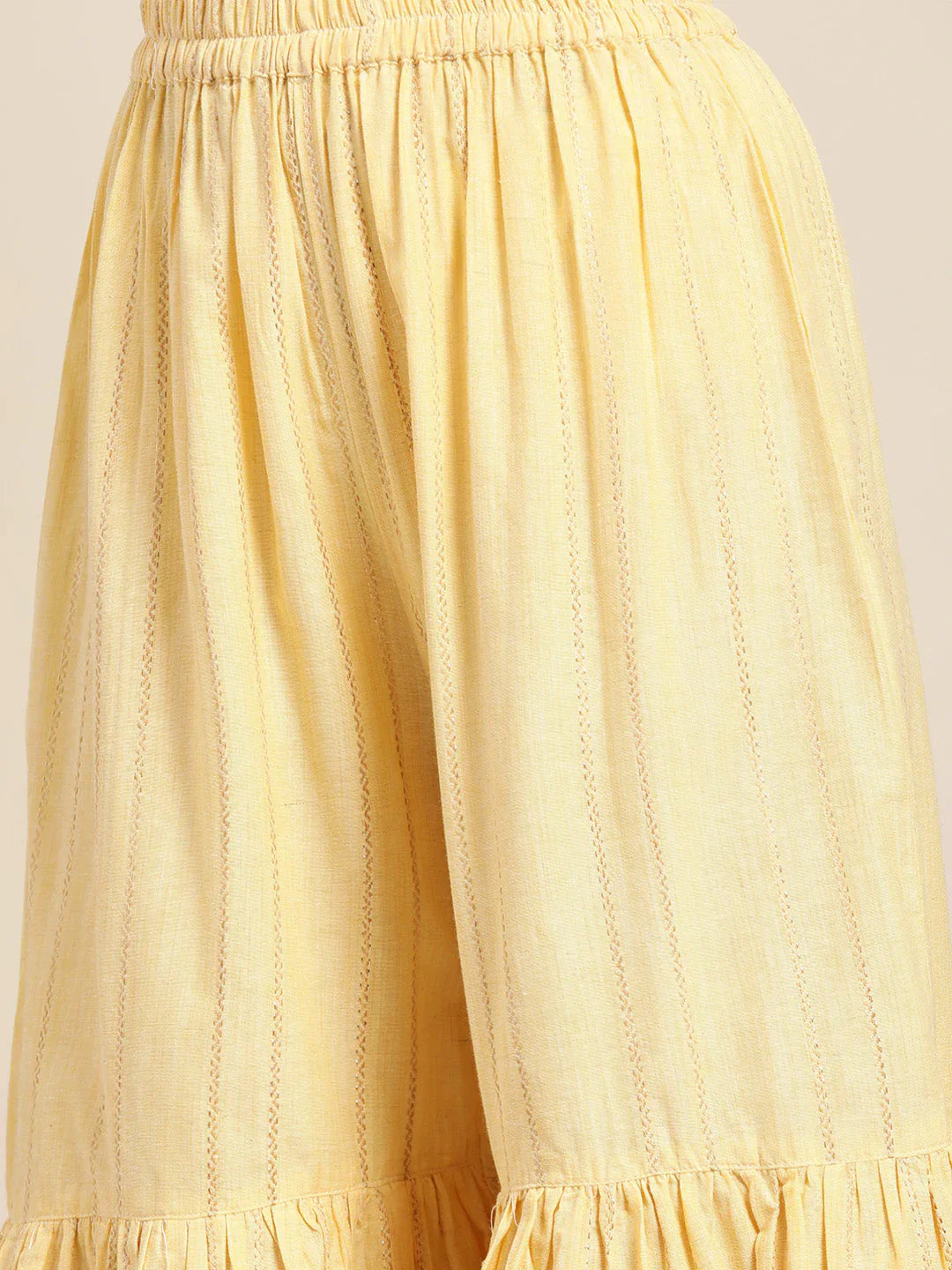 Jompers Women's Yellow Woven Design Gotta Patti Kurta with Sharara & Dupatta - Distacart