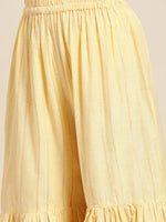 Thumbnail for Jompers Women's Yellow Woven Design Gotta Patti Kurta with Sharara & Dupatta - Distacart