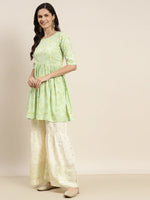 Thumbnail for Jompers Women's Green Kurta with Sharara & Dupatta - Green - Distacart