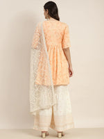 Thumbnail for Jompers Women's Orange Kurta with Sharara & Dupatta - Orange - Distacart