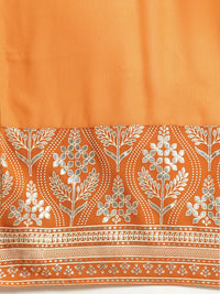 Thumbnail for Jompers Women's Orange & Silver Ethnic Motifs Foil Printed Straight Kurta Sharara Dupatta - Distacart