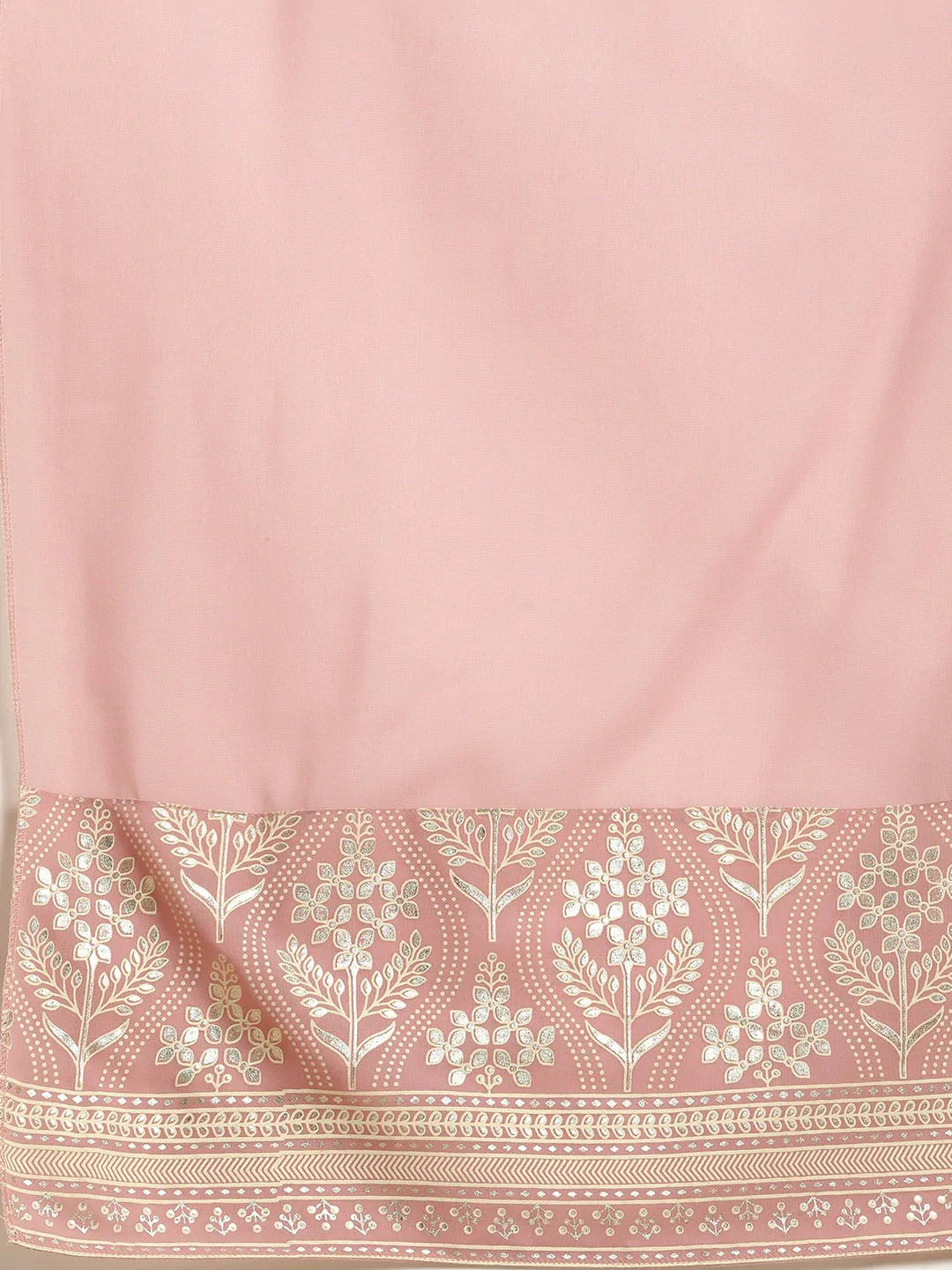 Jompers Women's Pink & Silver Ethnic Motifs Foil Printed Straight Kurta Sharara Dupatta - Distacart