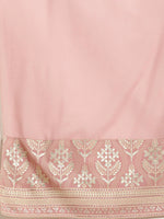 Thumbnail for Jompers Women's Pink & Silver Ethnic Motifs Foil Printed Straight Kurta Sharara Dupatta - Distacart