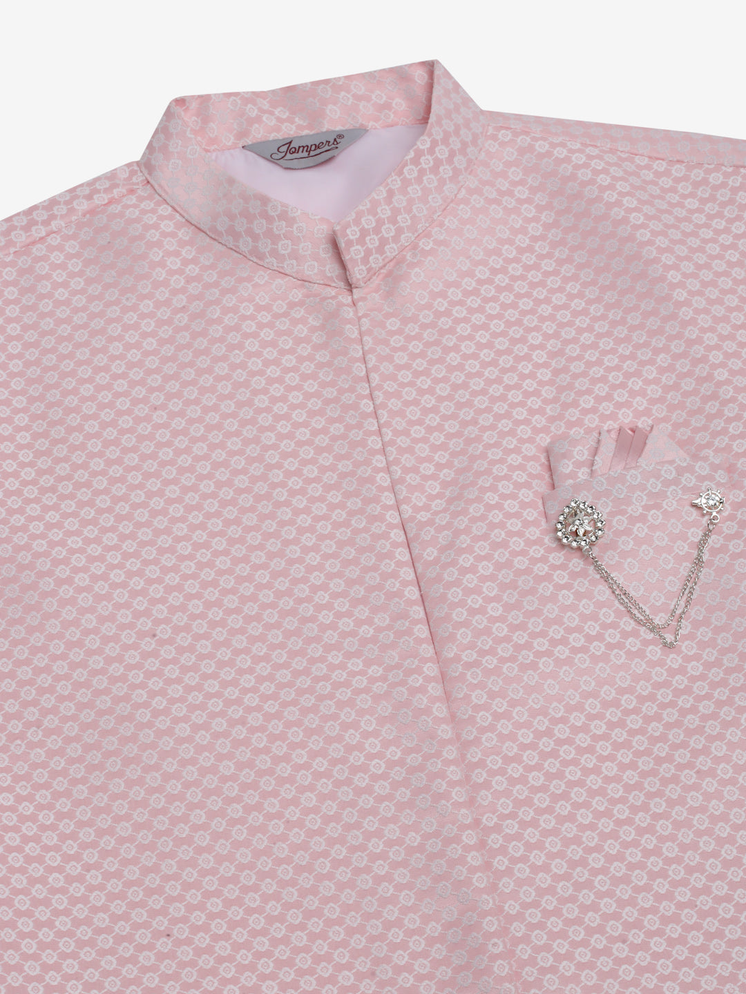Jompers Men's Solid Kurta Pyjama With Shrug Jacket - Pink - Distacart