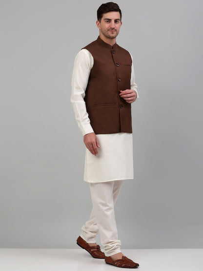 Jompers Men's Nehru Jacket with White Kurta Pyjama - Distacart