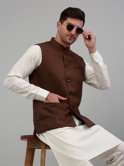 Jompers Men's Nehru Jacket with White Kurta Pyjama - Distacart