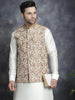 Jompers Men's Embroidred Nehru Jacket With Solid Kurta Pyjama - Brown - Distacart