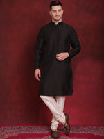 Thumbnail for Jompers Men's Coral Woven Design Nehru Jacket With Kurta Pyjama Set - Distacart