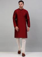 Thumbnail for Jompers Men's Woven Design Nehru Jacket and Kurta Pyjama Set - Maroon - Distacart