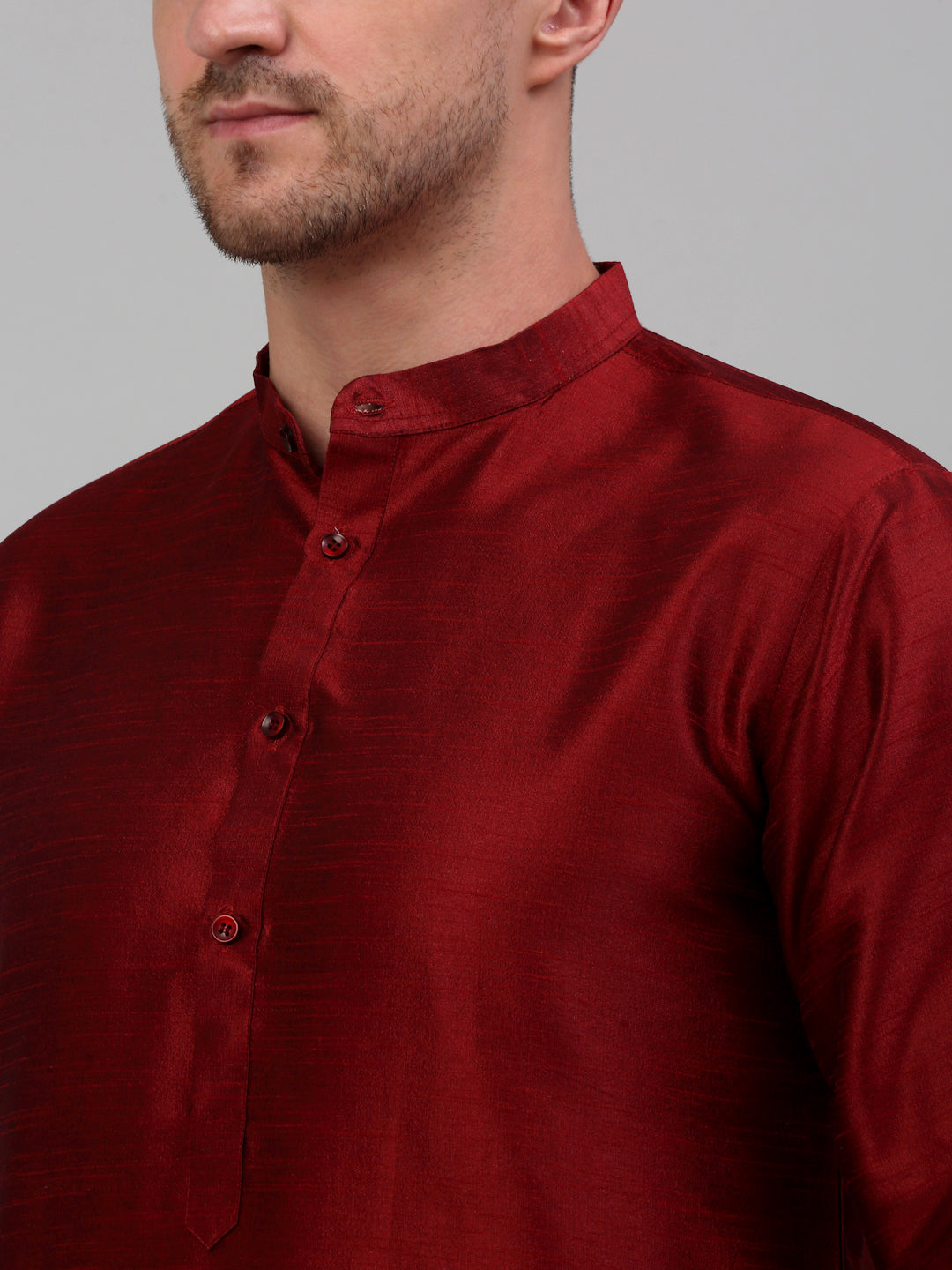 Jompers Men's Woven Design Nehru Jacket and Kurta Pyjama Set - Maroon - Distacart