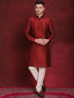 Thumbnail for Jompers Men's Black Floral Printed Nehru Jacket With Kurta Pyjama Set - Distacart
