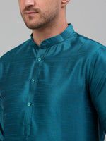 Thumbnail for Jompers Men's Woven Design Nehru Jacket and Kurta Pyjama Set - Blue - Distacart