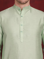 Thumbnail for Jompers Men's Green Floral Printed Nehru Jacket With Kurta Pyjama Set - Distacart