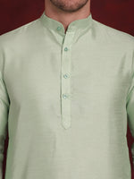 Thumbnail for Jompers Men's Green Woven Design Nehru Jacket With Kurta Pyjama Set - Distacart