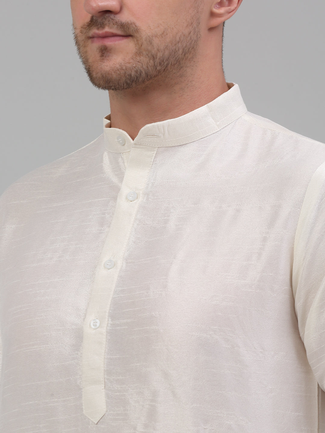 Jompers Men's Embroidered Nehru Jacket With Solid Kurta Pyjama Set - White - Distacart