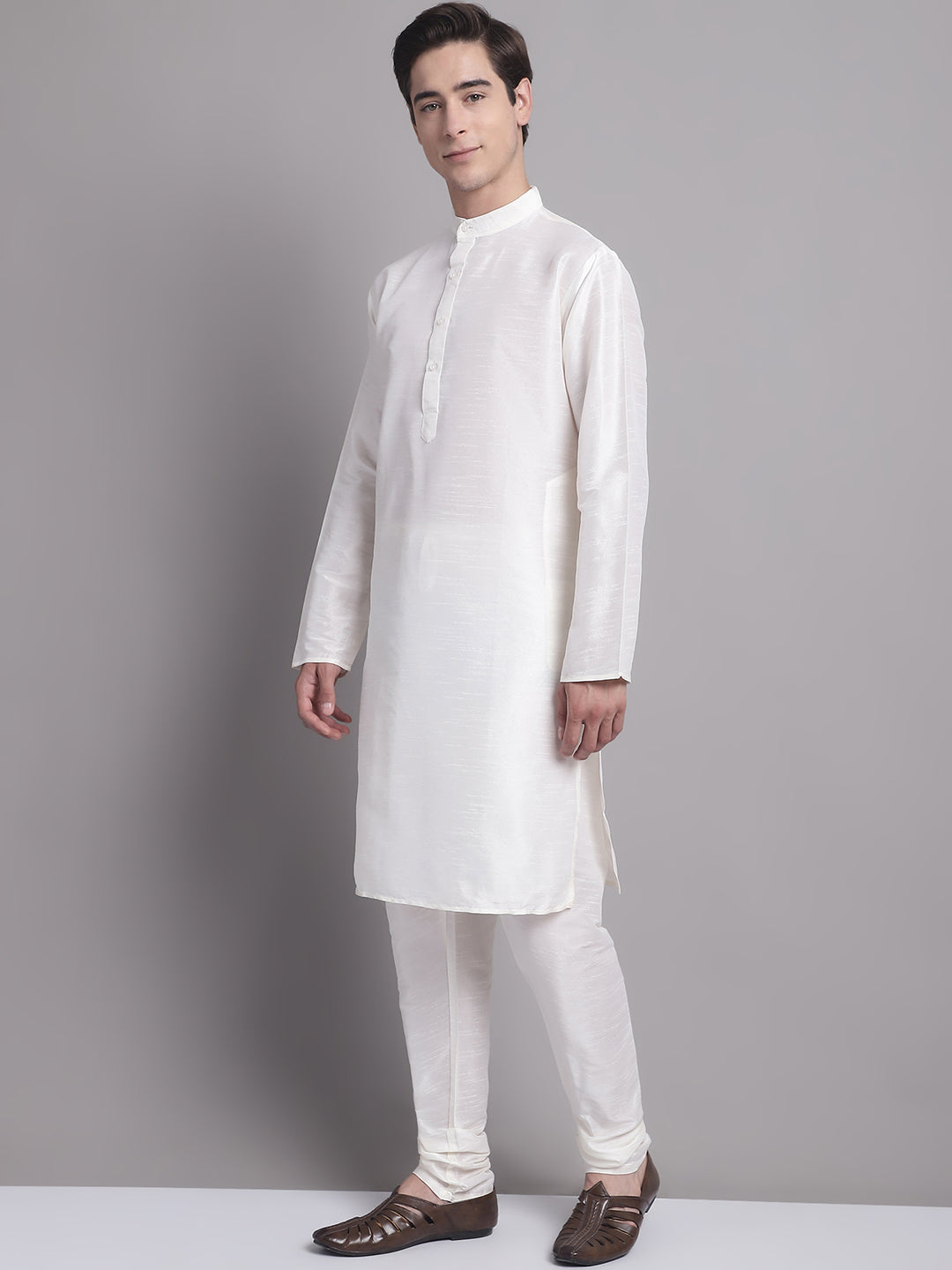 Jompers Men's Grey Sequins and Embroidred Nehru Jacket With Solid Kurta Pyjama - Distacart