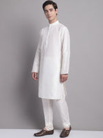 Thumbnail for Jompers Men's Navy Blue Sequins and Embroidred Nehru Jacket With Solid Kurta Pyjama - Distacart