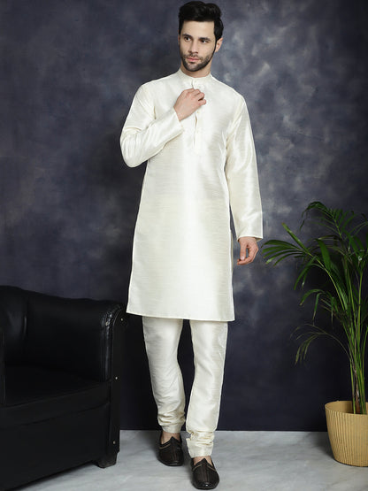 Jompers Men's Sequins and Embroidred Nehru Jacket With Solid Kurta Pyjama - White - Distacart