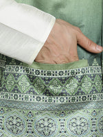 Thumbnail for Jompers Men's Printed Nehru Jacket With Solid Kurta Pyjama - Green - Distacart